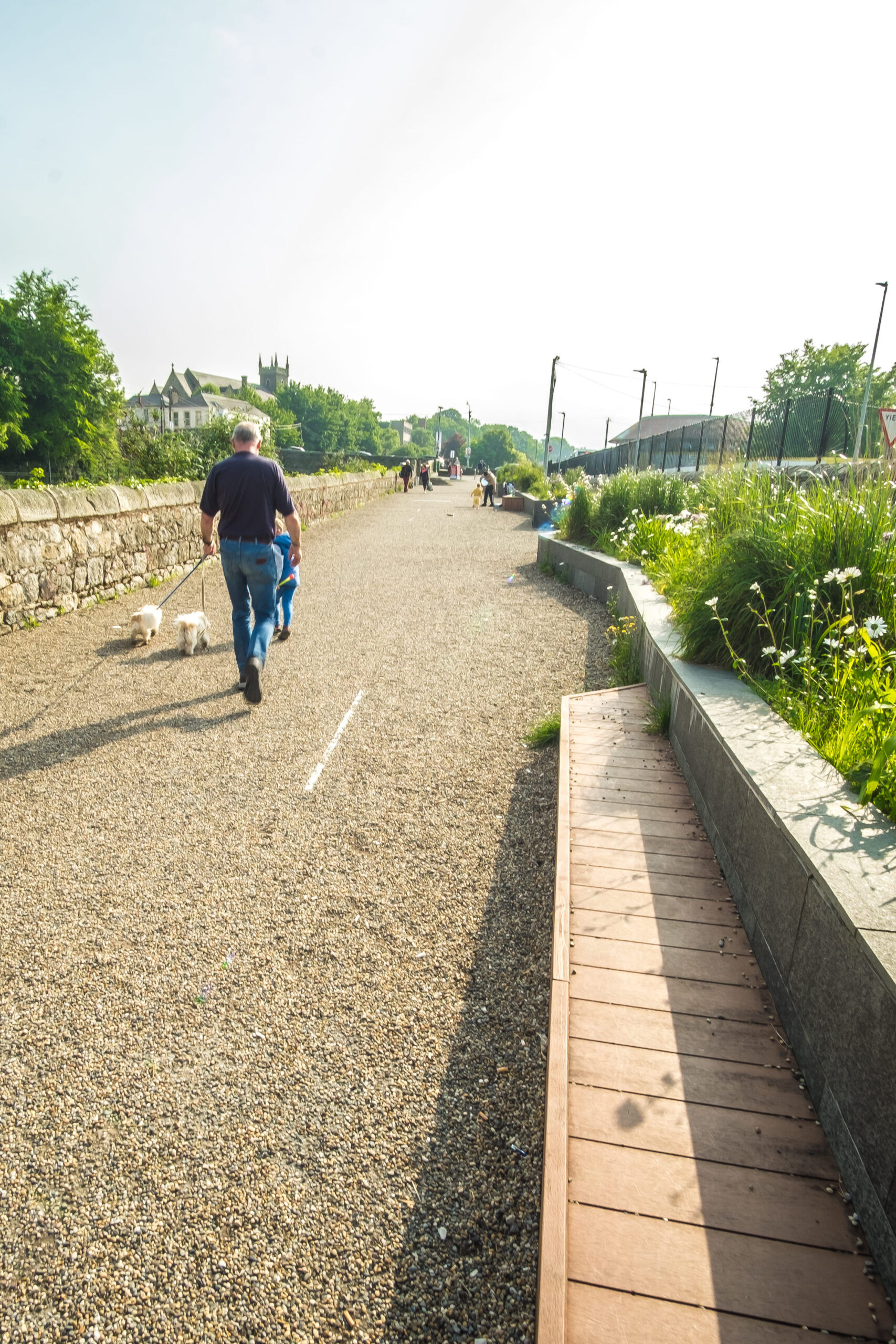 Walkway, planting and seating spaces